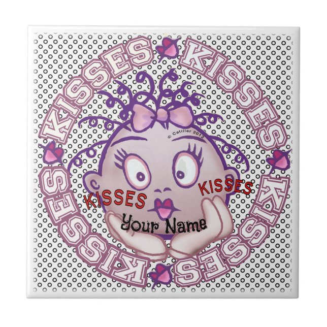Kisses Face Ceramic Tile (Front)