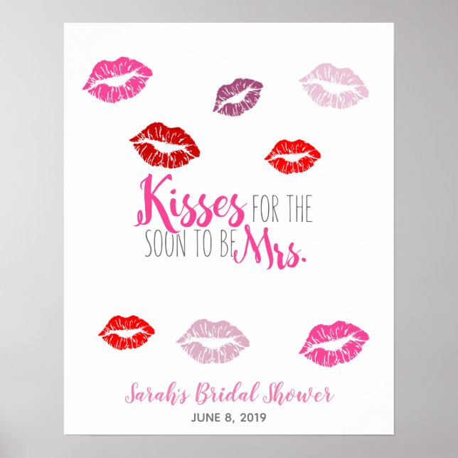 kisses for soon to be bridal shower game guestbook (Front)