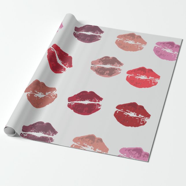 Kisses from the Misses Wrapping Paper (Unrolled)
