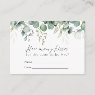Kisses Game Eucalyptus Bridal Shower Game Enclosure Card