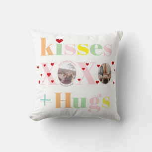 Kisses, HOHO, hugs typography photo Galentines Day Cushion