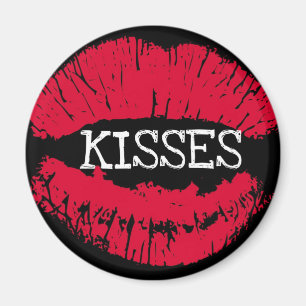 KISSES HOT LIPS DECAL PRINT MAGNET