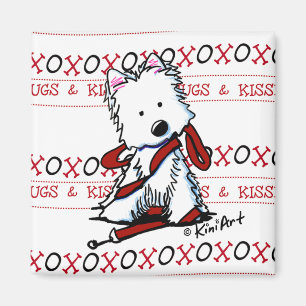 Kisses & Hugs Westie Square Magnet