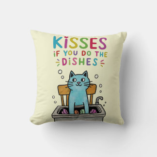Kisses if you do the dishes cute cat washing up cushion
