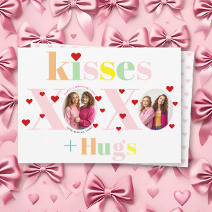 Kisses, love, hugs typography photo Galentines Day Holiday Card