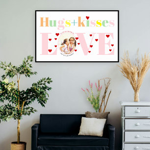 Kisses, love, hugs typography photo Valentines Day Poster