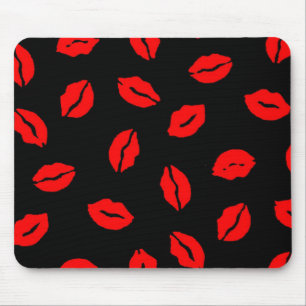 kisses pattern BLACK RED Mouse Pad