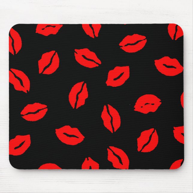 kisses pattern BLACK RED Mouse Pad (Front)
