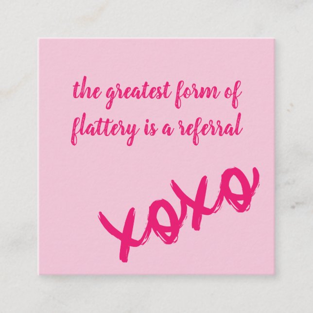 Kisses XOXO Pink On Pink Referral Card (Front)