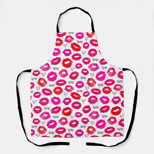 Kisses XOXO Red and Pink Apron (Front)
