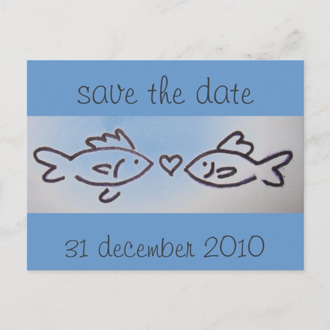kissfish photo, save the date, 31 december 2010 announcement postcard (Front)