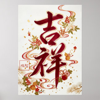 Kissho: Calligraphy "Auspicious" Art260020204 Poster