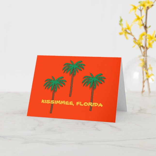 KISSIMMEE, FLORIDA Palm Trees Postcard (Yellow Flower)