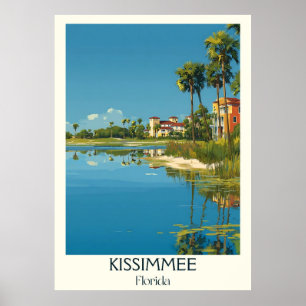 Kissimmee Florida Vintage Lakefront Travel Art Poster
