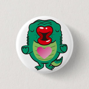 kissing alligator 3 cm round badge