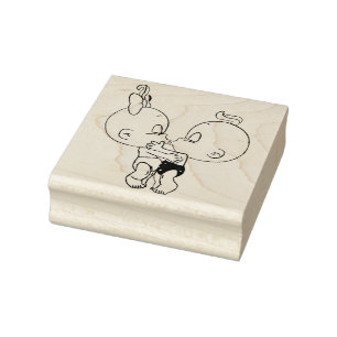 Kissing Babies Rubber Stamp