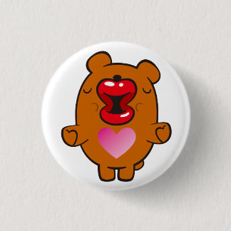 kissing bear 3 cm round badge