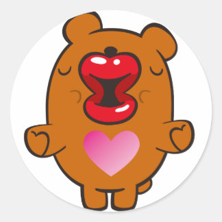 kissing bear classic round sticker