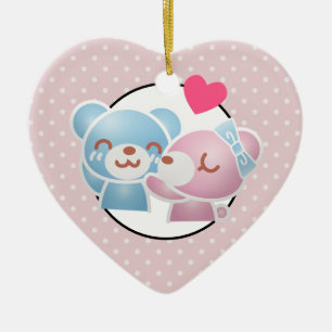 Kissing Bears Cute and Kawaii Ceramic Ornament