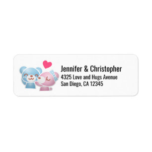 Kissing Bears Cute and Kawaii Return Address Label