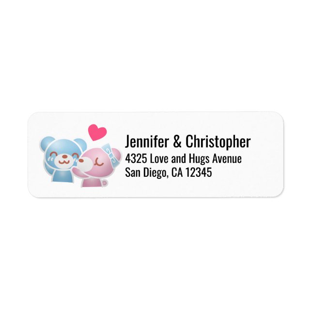 Kissing Bears Cute and Kawaii Return Address Label (Front)