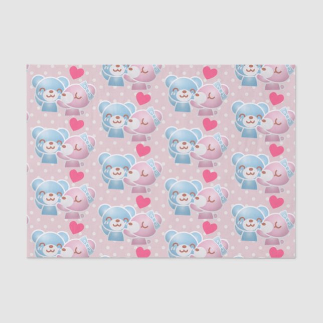 Kissing Bears Cute and Kawaii Tissue Paper (Front)
