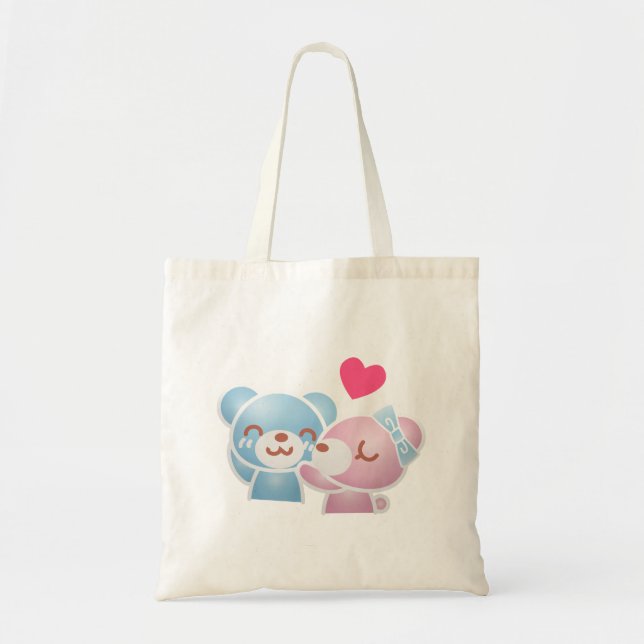 Kissing Bears Cute and Kawaii Tote Bag (Front)