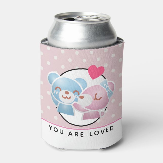 Kissing Bears Cute and Kawaii You are Loved Can Cooler (Can Front)