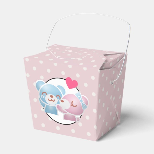 KIssing Bears on Polka Dots Cute and Kawaii Favour Box (Front Side)