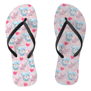 KIssing Bears on Polka Dots Pattern Cute Thongs