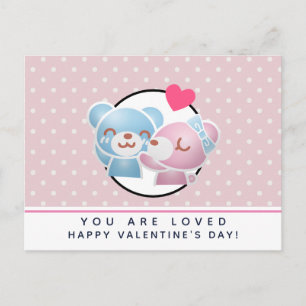 KIssing Bears on Polka Dots Valentine's Day Postcard