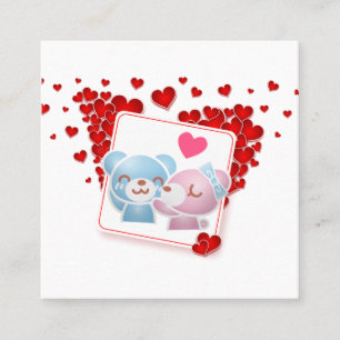 Kissing bears with Love Hearts All Around Square Business Card
