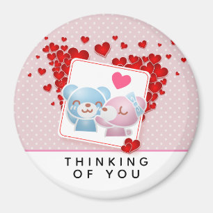 Kissing bears with Red Love Hearts All Around Magnet