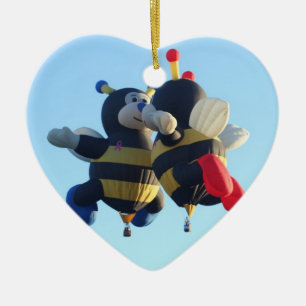 Kissing Bees Heart Ornament