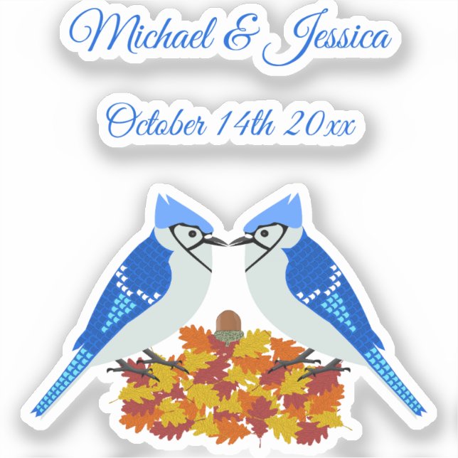 Kissing Blue Jays Fall Wedding Custom (Front)