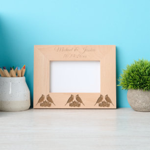 Kissing Blue Jays Fall Wedding Custom Etched Frames