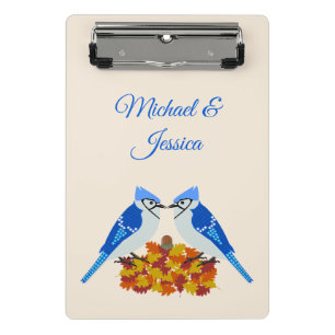 Kissing Blue Jays Fall Wedding Custom Mini Clipboard