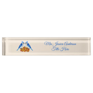 Kissing Blue Jays Fall Wedding Custom Nameplate