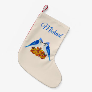 Kissing Blue Jays Fall Wedding Custom Small Christmas Stocking