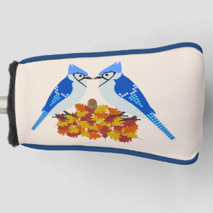 Kissing Blue Jays Fall Wedding Golf Head Cover