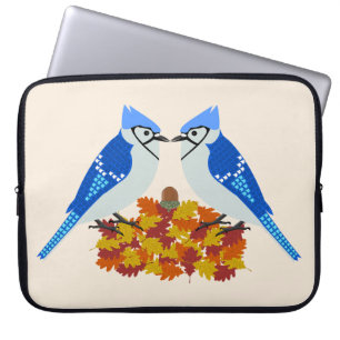 Kissing Blue Jays Fall Wedding Laptop Sleeve