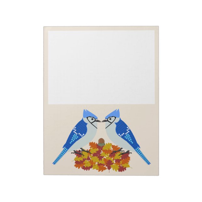 Kissing Blue Jays Fall Wedding Notepad (Rotated)