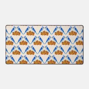 Kissing Blue Jays Fall Wedding Patterned Desk Mat