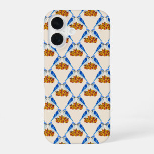 Kissing Blue Jays Fall Wedding Patterned iPhone 16 Case