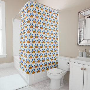 Kissing Blue Jays Fall Wedding Patterned Shower Curtain
