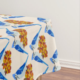 Kissing Blue Jays Fall Wedding Patterned Tablecloth