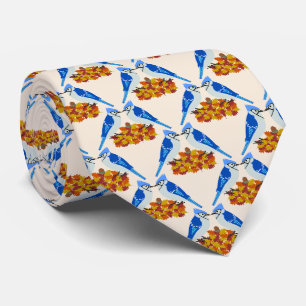 Kissing Blue Jays Fall Wedding Patterned Tie