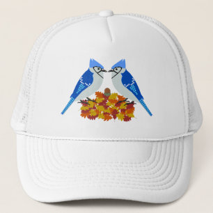 Kissing Blue Jays Fall Wedding Trucker Hat