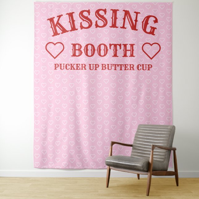 Kissing Booth Party Prop Photo Booth Backdrop Tapestry (In Situ)