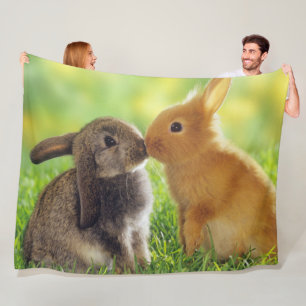 KISSING BUNNIES FLEECE BLANKET